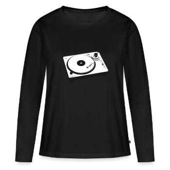 DJ Turntables Tourne-disque Techno - T-shirt manches longues Premium bio Femme - noir - Devant - Julia (174cm)