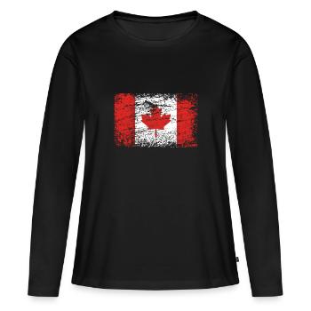 Pavillon Canada Alt Used Look Vintage - T-shirt manches longues Premium bio Femme - noir - Devant - Julia (174cm)
