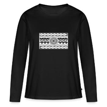 Tatouage Maori Polynésien Force & Protection - T-shirt manches longues Premium bio Femme - noir - Devant - Julia (174cm)