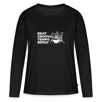 Beat Groove Tempo Repeat - T-shirt manches longues Premium bio Femme - noir - Devant - Julia (174cm)