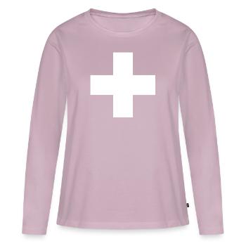 blockedTitle - T-shirt manches longues Premium bio Femme - rose poudré - Devant - Julia (174cm)