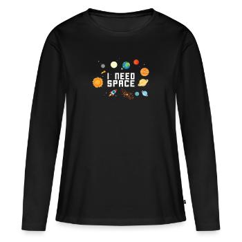 J'AI BESOIN DU CADEAU DE L'ESPACE PLANÈTE ASTRONAUTE DE L'ESPACE - T-shirt manches longues Premium bio Femme - noir - Devant - Julia (174cm)