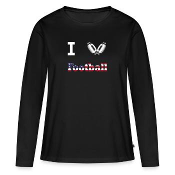 J'aime le cadeau de sport américain de football américain - T-shirt manches longues Premium bio Femme - noir - Devant - Julia (174cm)