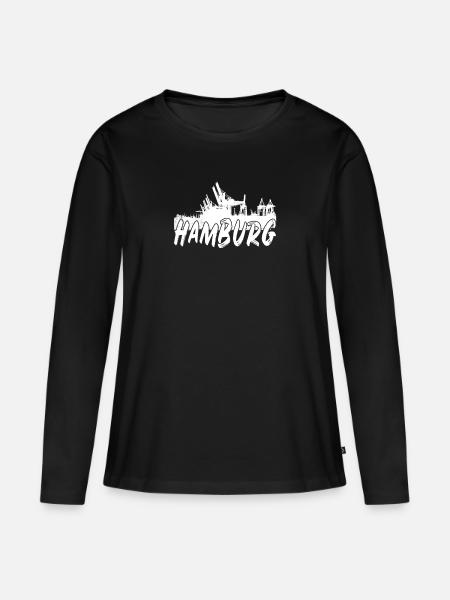 Hamburg Hafen - Frauen Premium Bio Langarmshirt - Schwarz