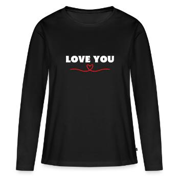 Love you Heart Be Me Valentine - T-shirt manches longues Premium bio Femme - noir - Devant - Julia (174cm)