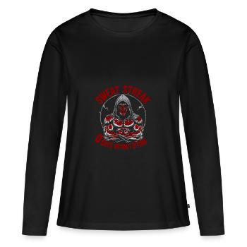 Poussée de transpiration 0 jours depuis la jambe sautée - T-shirt manches longues Premium bio Femme - noir - Devant - Julia (174cm)