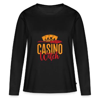 Jeux d’argent Fan Casino Sorcière Casino - T-shirt manches longues Premium bio Femme - noir - Devant - Julia (174cm)