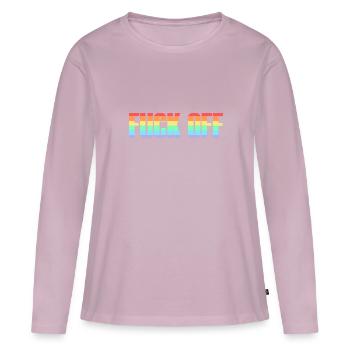 Fuck off - Angry Shirt - T-shirt manches longues Premium bio Femme - rose poudré - Devant - Julia (174cm)