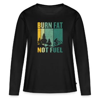 Fahrrad fahren Umweltschutz Sprit sparen Sport - Frauen Premium Bio Langarmshirt - Schwarz - Vorne - Julia (174cm)