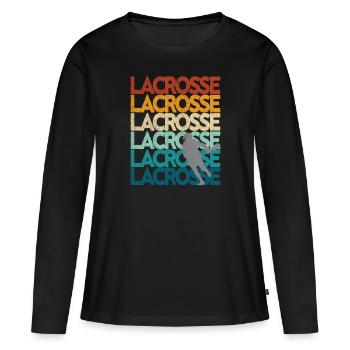Lacrosse Retro Vintage Sunset - T-shirt manches longues Premium bio Femme - noir - Devant - Julia (174cm)