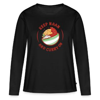 Gardez le naan et le curry sur les amateurs de cuisine indienne - T-shirt manches longues Premium bio Femme - noir - Devant - Julia (174cm)