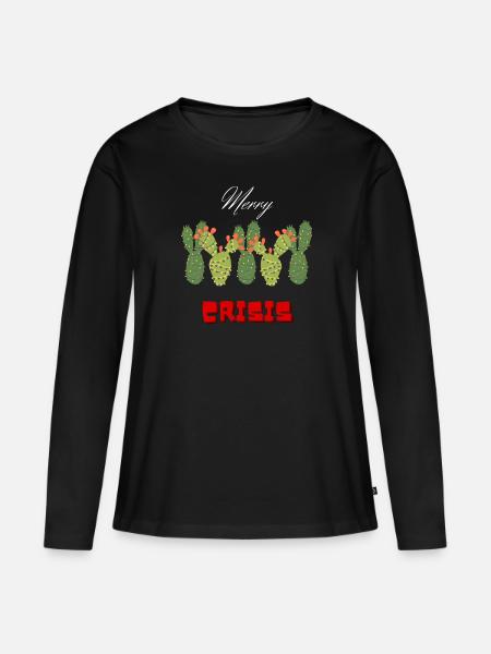 Merry Crisis - Frauen Premium Bio Langarmshirt - Schwarz