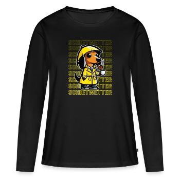Mauvais temps : Teckel, Propriétaires de chiens, Pluie, Nord - T-shirt manches longues Premium bio Femme - noir - Devant - Julia (174cm)