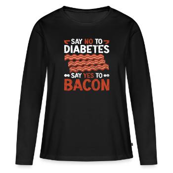 Cétogène Musculation Régime Keto Bacon Protéines - T-shirt manches longues Premium bio Femme - noir - Devant - Julia (174cm)