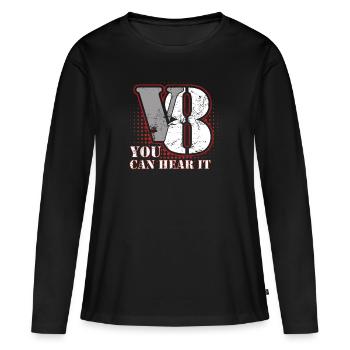 Moteur Vintage Moteur V8 Muscle Car Puissance en chevaux - T-shirt manches longues Premium bio Femme - noir - Devant - Julia (174cm)