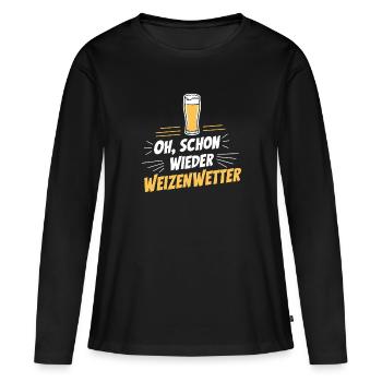 Lustiger Spruch Weizenbier Sommer Sonne Garten - Frauen Premium Bio Langarmshirt - Schwarz - Vorne - Julia (174cm)