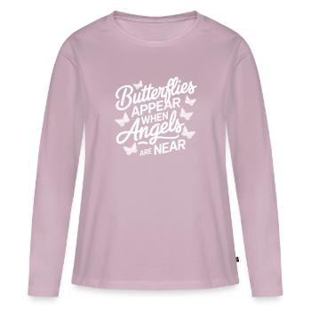 Butterflies appear when angels are near - Women's Premium Organic Long Sleeve Shirt - dusky pink - Front - Julia (174cm)