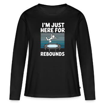 Je suis juste là pour les rebonds - Blague sur le trampoline - T-shirt manches longues Premium bio Femme - noir - Devant - Julia (174cm)