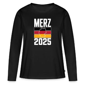 Merz Chancelier 2025 Chancelier fédéral Élection au Bundestag - T-shirt manches longues Premium bio Femme - noir - Devant - Julia (174cm)