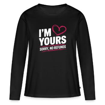 Ich gehöre dir, sorry, keine Rückerstattung, ich gehöre dir, ich gehöre dir, - Frauen Premium Bio Langarmshirt - Schwarz - Vorne - Julia (174cm)