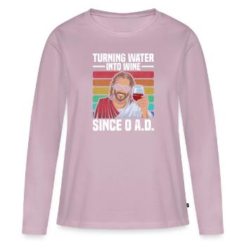 Turning water into wine since 0 A.D. Funny Jesus - Women's Premium Organic Long Sleeve Shirt - dusky pink - Front - Julia (174cm)
