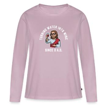 Turning water into wine since 0 A.D. Funny Jesus - Women's Premium Organic Long Sleeve Shirt - dusky pink - Front - Julia (174cm)