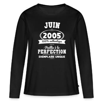 20th Anniversary - June 2005 Perfection - Women's Premium Organic Long Sleeve Shirt - black - Front - Julia (174cm)