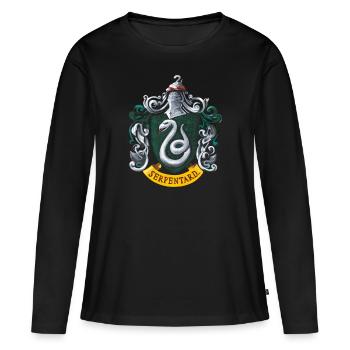 Harry Potter Emblème Serpentard Peinture - T-shirt manches longues Premium bio Femme - noir - Devant - Julia (174cm)