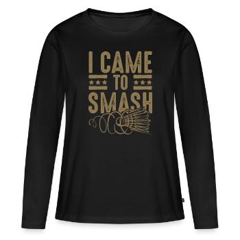 Badminton smash - Frauen Premium Bio Langarmshirt - Schwarz - Vorne - Julia (174cm)