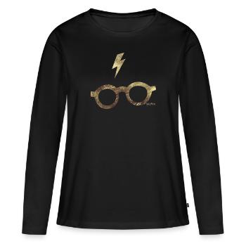 Harry Potter Brille und Narbe - Frauen Premium Bio Langarmshirt - Schwarz - Vorne - Julia (174cm)
