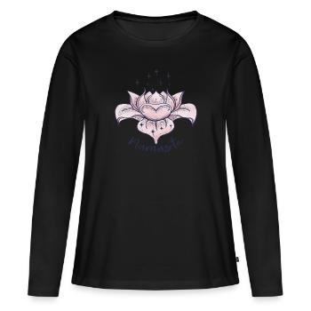 Lotus étincelant - T-shirt manches longues Premium bio Femme - noir - Devant - Julia (174cm)