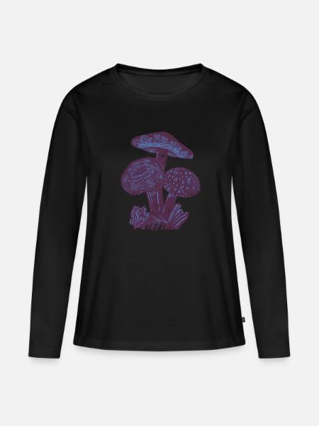 Pilze Linocut - Frauen Premium Bio Langarmshirt - 