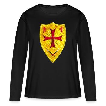 De Bouclier de croisé Croix de Chevalier Swords - T-shirt manches longues Premium bio Femme - noir - Devant - Julia (174cm)