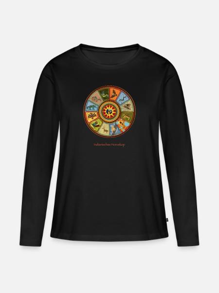 Indianisches Horoskop - Frauen Premium Bio Langarmshirt - Schwarz