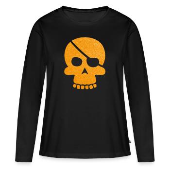 Tête de mort - T-shirt manches longues Premium bio Femme - noir - Devant - Julia (174cm)