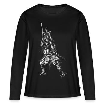 samouraï - T-shirt manches longues Premium bio Femme - noir - Devant - Julia (174cm)