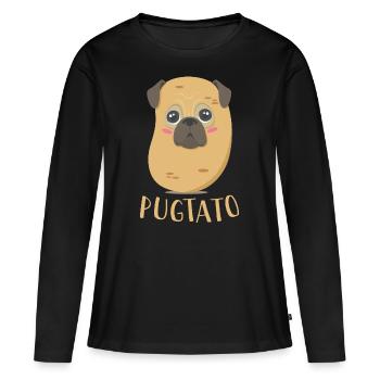 Funny Cute Dog Pug Potato T-Shirt - T-shirt manches longues Premium bio Femme - noir - Devant - Julia (174cm)