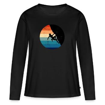 Klettern Kletterer Climber Sportklettern Retro - Frauen Premium Bio Langarmshirt - Schwarz - Vorne - Julia (174cm)