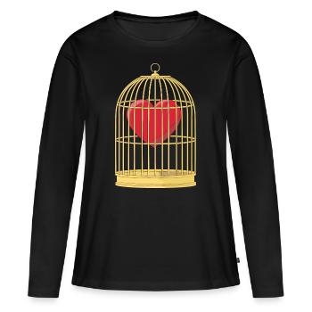 CAGED HEART - CŒUR DANS LA CAGE - T-shirt manches longues Premium bio Femme - noir - Devant - Julia (174cm)
