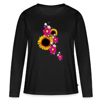 Sonnenblumen - Frauen Premium Bio Langarmshirt - Schwarz - Vorne - Julia (174cm)