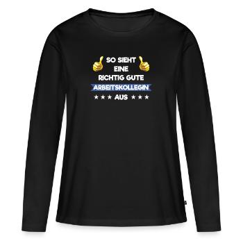 Arbeitskollegin, Kollegin - Frauen Premium Bio Langarmshirt - Schwarz - Vorne - Julia (174cm)