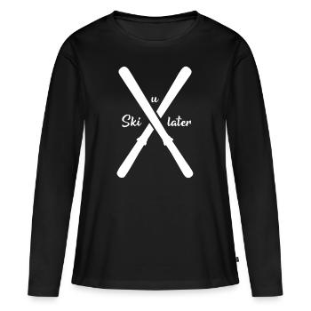 ski u later - Frauen Premium Bio Langarmshirt - Schwarz - Vorne - Julia (174cm)