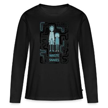 Rick Et Morty labyrinthe de serpents - T-shirt manches longues Premium bio Femme - noir - Devant - Julia (174cm)