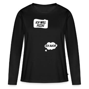 Schwangerschaft verkünden Babybauch schwanger - Frauen Premium Bio Langarmshirt - Schwarz - Vorne - Julia (174cm)
