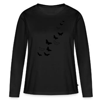 Papillons Printemps chaud gratuit - T-shirt manches longues Premium bio Femme - noir - Devant - Julia (174cm)