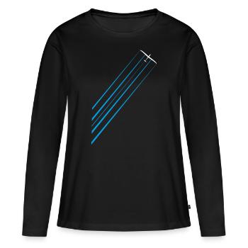 Segelflugzeug mit Wasser gleiten Segelflieger - Frauen Premium Bio Langarmshirt - Schwarz - Vorne - Julia (174cm)