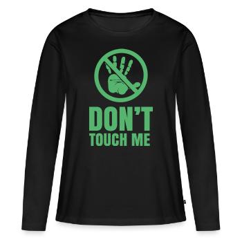 Ne me touche pas Ne touche pas Les Mains Chemin Drôle - T-shirt manches longues Premium bio Femme - noir - Devant - Julia (174cm)