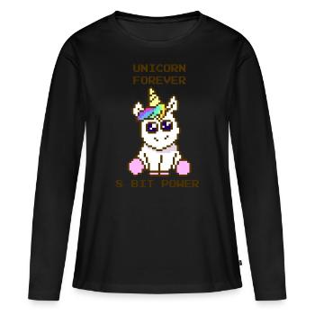 Licorne pour toujours - Einhorn für immer Shirt, Sticker - T-shirt manches longues Premium bio Femme - noir - Devant - Julia (174cm)