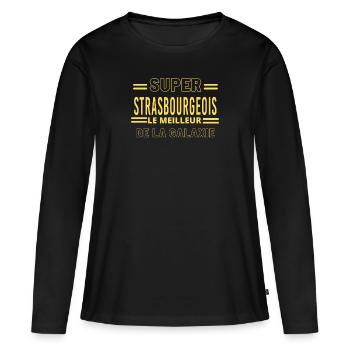 Meilleur de la galaxie STRASBOURGEOIS - T-shirt manches longues Premium bio Femme - noir - Devant - Julia (174cm)