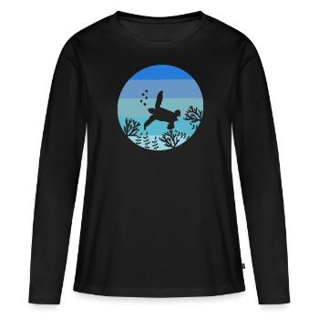 Ocean Animal Sea Creature Gift Tortue Rétro - T-shirt manches longues Premium bio Femme - noir - Devant - Julia (174cm)